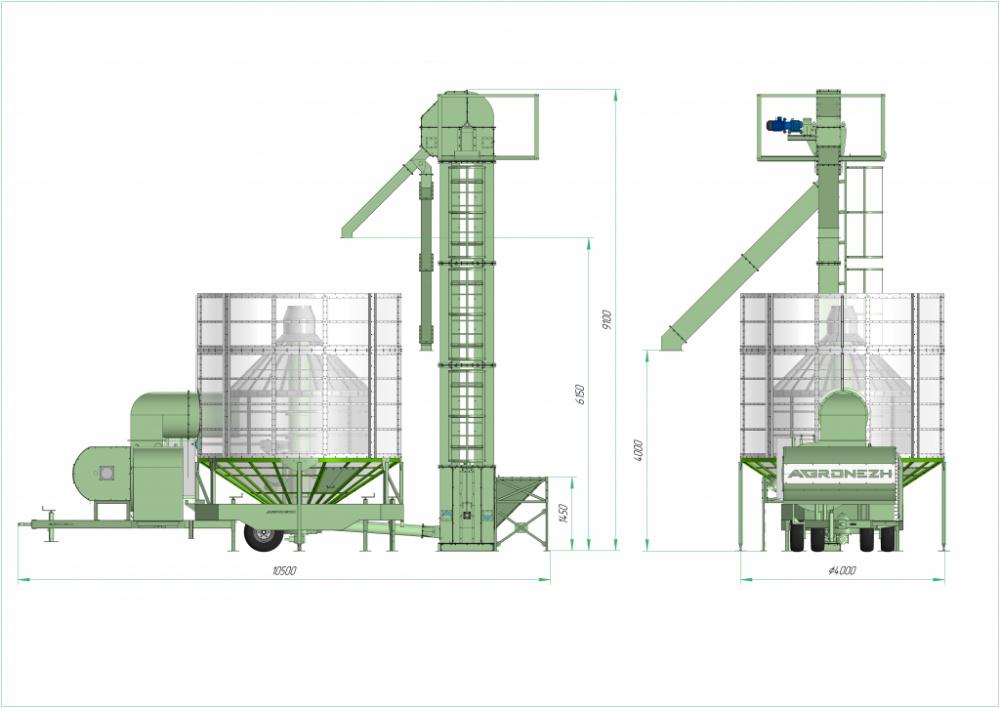 Изображение Зерносушилка циклического типа AGRONEZH, модель М30 Н (нория, дизельная горелка)