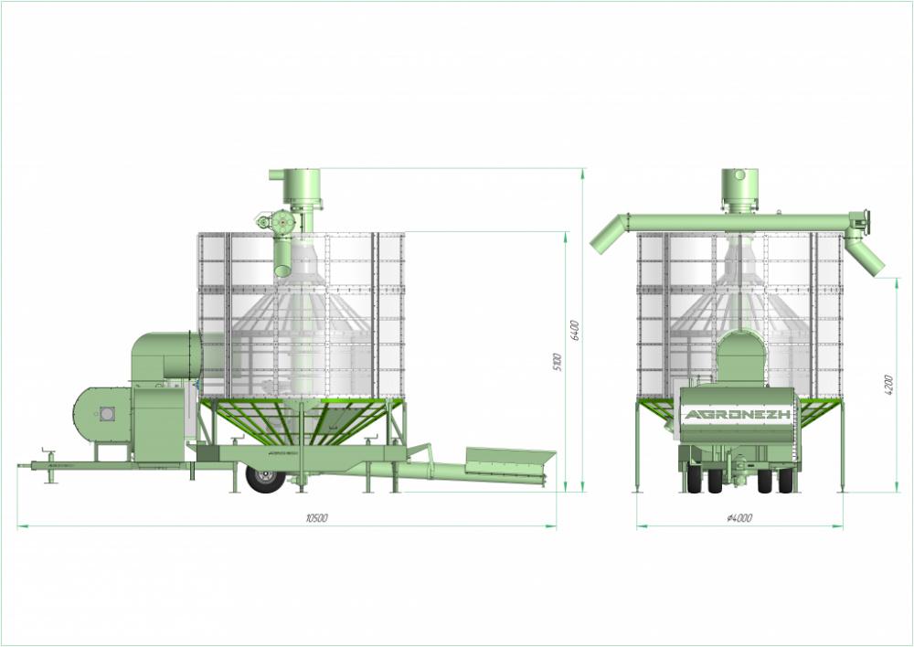 Изображение Зерносушилка циклического типа AGRONEZH, модель М30 (дизель, шнек, Электропривод)