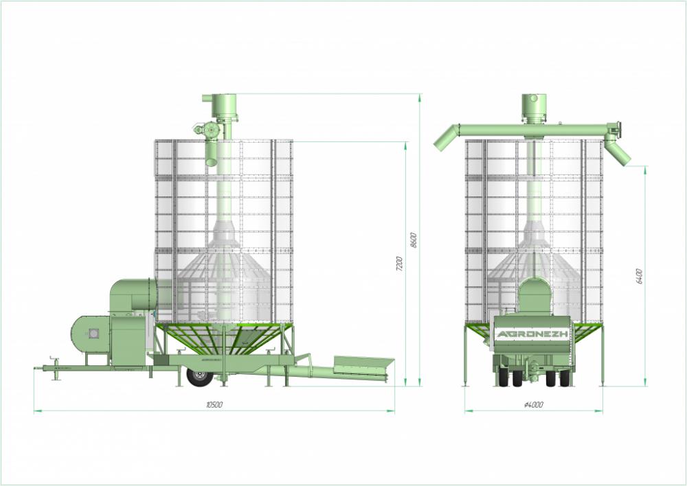 Изображение Зерносушилка циклического типа AGRONEZH, модель М50 (газ, шнек, Электропривод)