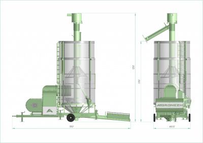 Изображение Зерносушилка циклического типа AGRONEZH, модель М20 (газ, шнек, Электропривод)